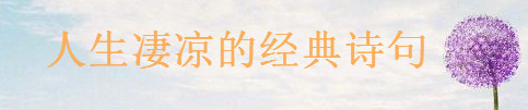 关于人生凄凉的经典诗句精选,表达苍凉的句子说说心情