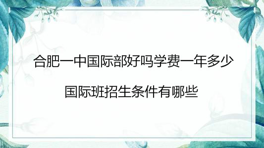 合肥一中国际部好吗学费一年多少?国际班招生条件有哪些?