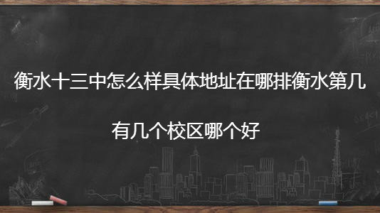 衡水十三中怎么样具体地址在哪排衡水第几?有几个校区哪个好?